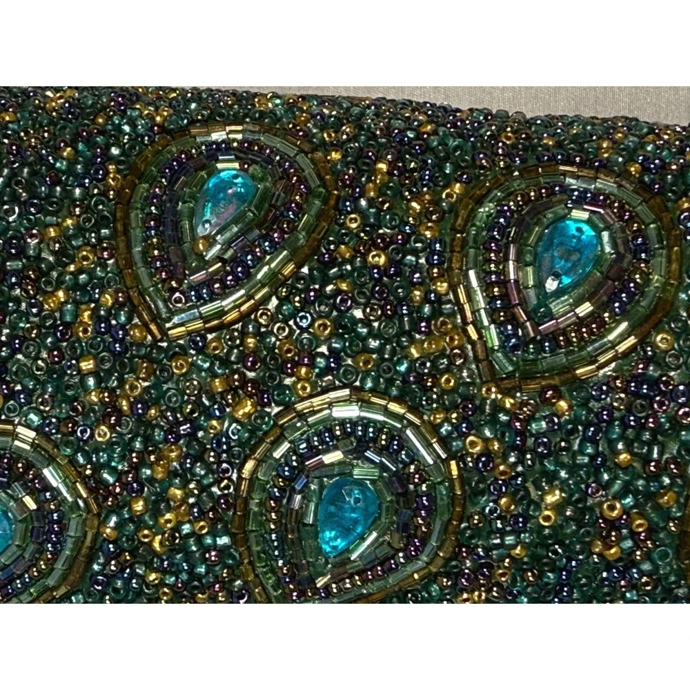 Pier 1 Beaded Cocktail Shaker Peacock Feather Barware Stainless Mixology Retired